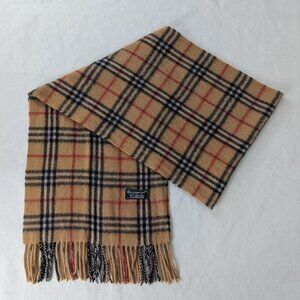 Burberry Designer Check Scarf Beige Lambswool – Unisex – Pre-Loved– Premium Wrap